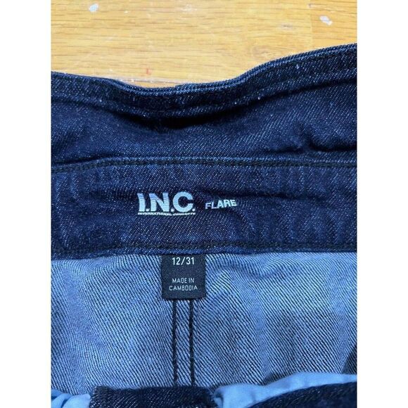 INC Jeans Womens Size 12/31 Dark Wash High Rise Flared Mermaid Bell Denim - Picture 3 of 8